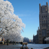 Buy canvas prints of Ely Cathedral in the Snow by Julie Robinson