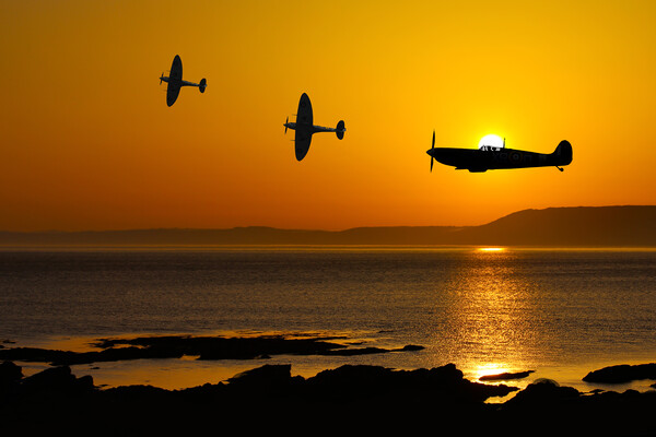 Spitfire at Sunset Picture Board by Oxon Images