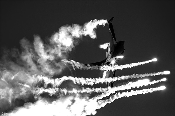 F16 firing flares B&W Picture Board by Oxon Images