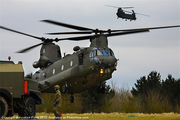 Chinooks at the refueling point Picture Board by Oxon Images