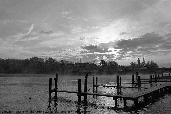Henley misty sunrise Picture Board by Oxon Images
