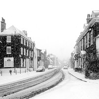 Buy canvas prints of Snowy street scene by Oxon Images