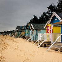 Buy canvas prints of Wells Beach huts Holkham Norfolk by Oxon Images