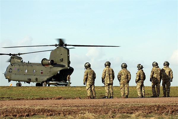 Waiting to board the Chinook Picture Board by Oxon Images