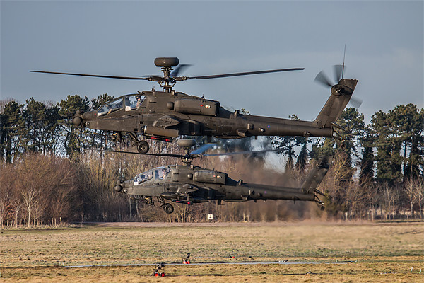 Two AH64 Apache helicopters Picture Board by Oxon Images