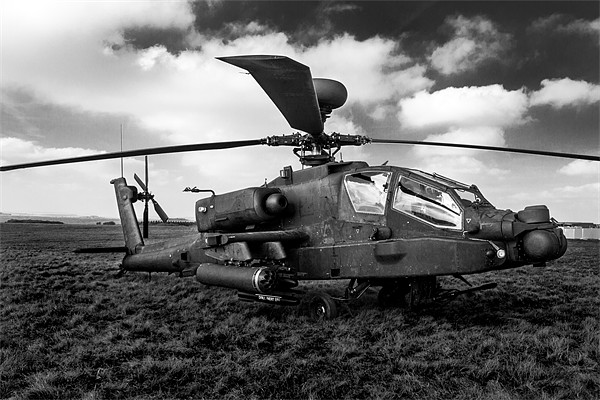 Black and White AH64 Apache Picture Board by Oxon Images