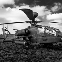 Buy canvas prints of Black and White AH64 Apache by Oxon Images