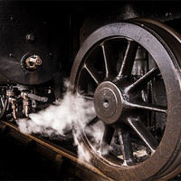 Buy canvas prints of Steel Wheel and Steam valves by Oxon Images