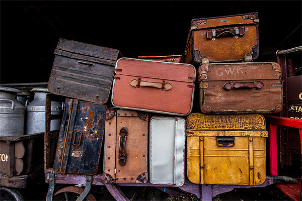 Suitcases in Rail Station Picture Board by Oxon Images