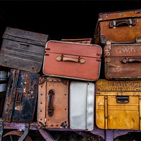 Buy canvas prints of Suitcases in Rail Station by Oxon Images