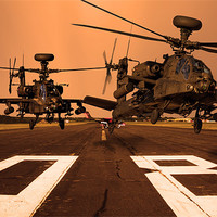 Buy canvas prints of Two AH64 Apache and runway by Oxon Images