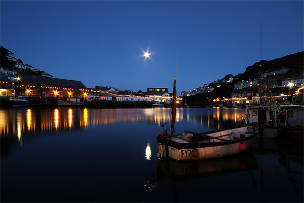 Looe Harbour at night Picture Board by Oxon Images
