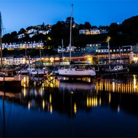 Buy canvas prints of Looe Harbour and yachts by Oxon Images