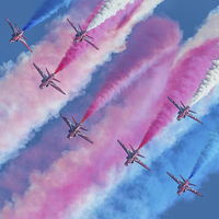 Buy canvas prints of The RAF Red Arrows Waddington by Oxon Images