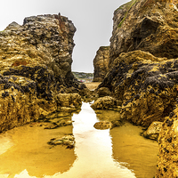 Buy canvas prints of Perranporth rock pool by Oxon Images