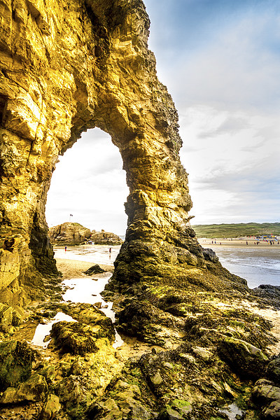 Perranporth beach Rock archway Picture Board by Oxon Images