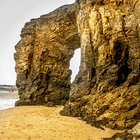 Buy canvas prints of Perranporth Rocks and Beach by Oxon Images