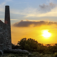 Buy canvas prints of Cornish tin mine at sunset by Oxon Images