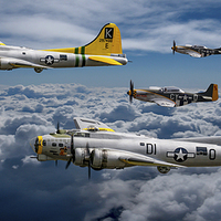 Buy canvas prints of B17 Bomber escort by Oxon Images