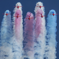 Buy canvas prints of Red Arrows roll out 2 by Oxon Images