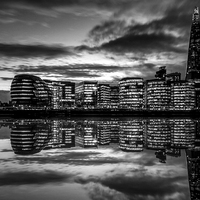 Buy canvas prints of Shard Black and White reflection by Oxon Images