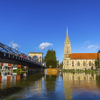 Buy canvas prints of Marlow Bridge and Church by Oxon Images