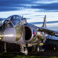 Buy canvas prints of Harrier T4 at Sundown by Oxon Images
