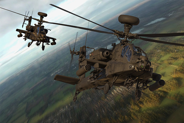 AH64 AAC Apache in flight Picture Board by Oxon Images