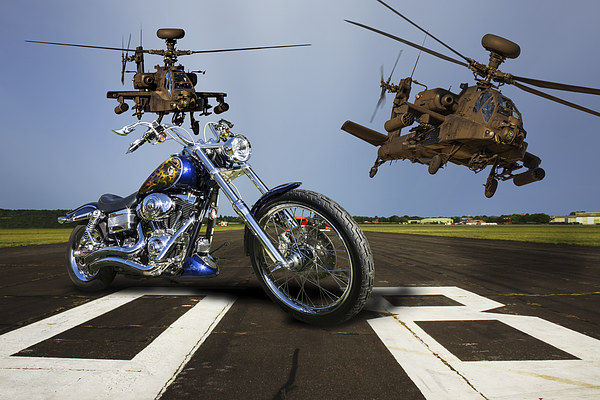 Harley Davidson and Apaches Picture Board by Oxon Images