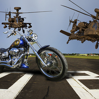 Buy canvas prints of Harley Davidson and Apaches by Oxon Images