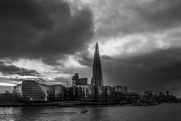 The Shard Black and White Picture Board by Oxon Images