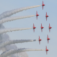 Buy canvas prints of Red Arrows diamond Nine by Oxon Images