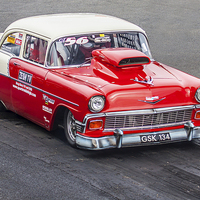 Buy canvas prints of Chevrolet Bel Air Drag Racer by Oxon Images