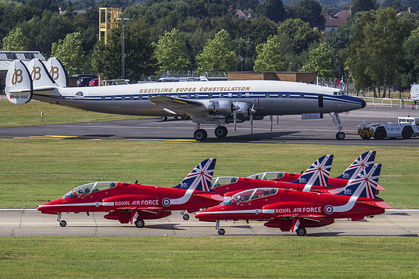 Red Arrows and Super Constellation Picture Board by Oxon Images