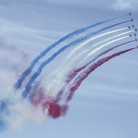 Buy canvas prints of Red Arrows Farnborough by Oxon Images