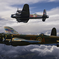 Buy canvas prints of Two Lancaster Bombers One Sky by Oxon Images