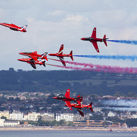 Buy canvas prints of  Red Arrows Break at Dawlish by Oxon Images