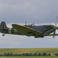 Buy canvas prints of  Low Spitfire at Duxford by Oxon Images