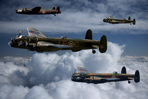 Lancaster Bombers in Flight Picture Board by Oxon Images