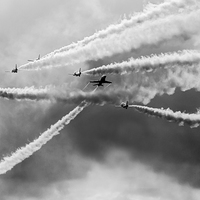 Buy canvas prints of Red Arrows at Duxford 2014 by Oxon Images