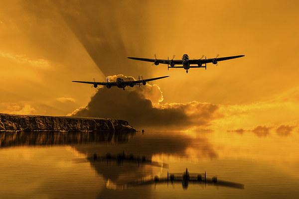  Lancasters and Sun Rays Picture Board by Oxon Images