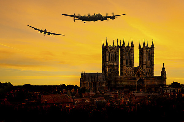 Lancasters over Lincoln Picture Board by Oxon Images