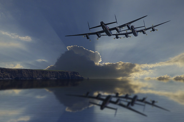  Lancasters into the sunrays Picture Board by Oxon Images