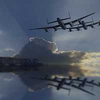 Buy canvas prints of  Lancasters into the sunrays by Oxon Images