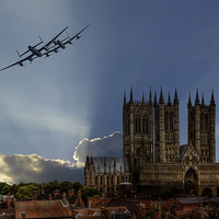 Buy canvas prints of Lancasters over Lincoln by Oxon Images