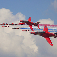 Buy canvas prints of  Red Arrows 50th anniversary by Oxon Images
