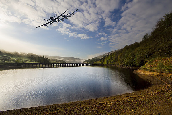  Lancaster bombers over Ladybower Picture Board by Oxon Images