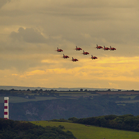 Buy canvas prints of  Red Arrows at Fowey 2014 by Oxon Images