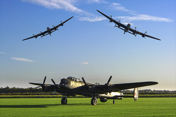  Three Lancaster Bombers Picture Board by Oxon Images