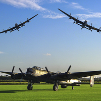 Buy canvas prints of  Three Lancaster Bombers by Oxon Images